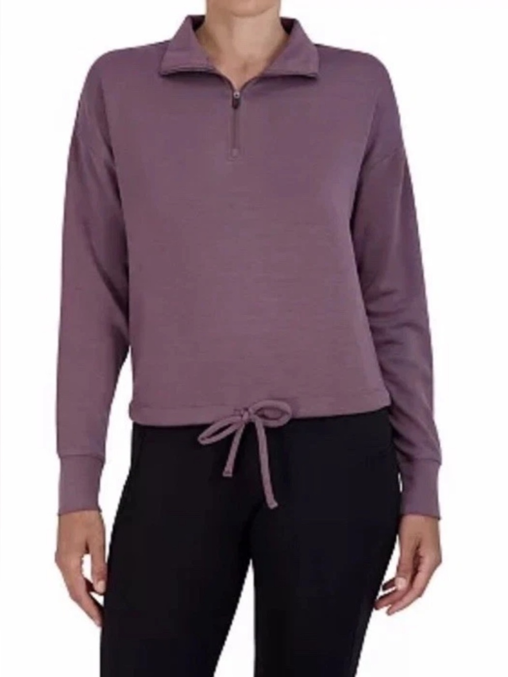 Gaiam Women's Small Sparrow Purple Hudson Cinched Mock Neck Sweatshirt Top